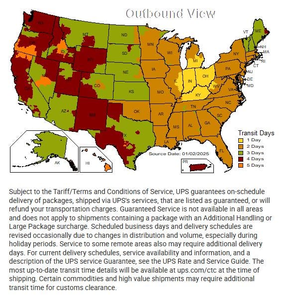 UPS Ground Shipping Map