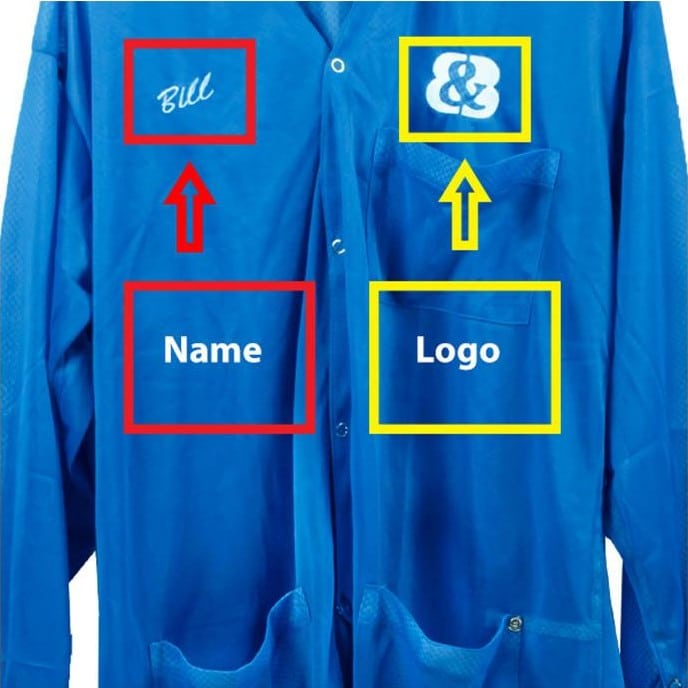 Custom ESD smocks and jackets. Logos and names can be embroidered onto our antistatic garments. 